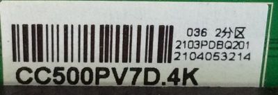 T-CON PARA TV ONN ORIGINAL / NUMERO DE PARTE 2103PDBQ201 / PD9254A2A-V1 / 2104053214 / CC500PV7D.4K / PANEL C500Y19-5C / DISPLAY CC500PV7D / MODELO 100012585 50" - Imagen 2